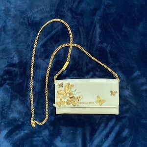 Michael Kors Butterfly Embellished Leather Convertible Chain Wallet